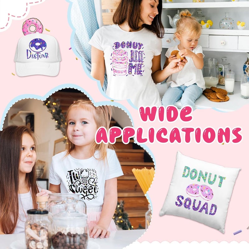 Tintnut Donut Sprinkle Heat Transfer Vinyl - 12 Sheets 10x12 Inch Sweet Bakes Iron on Vinyl Patterned Printed Frosting Birthday Party Decor HTV DIY Hats Clothes for Silhouette Cameo or Cricut - Image 5